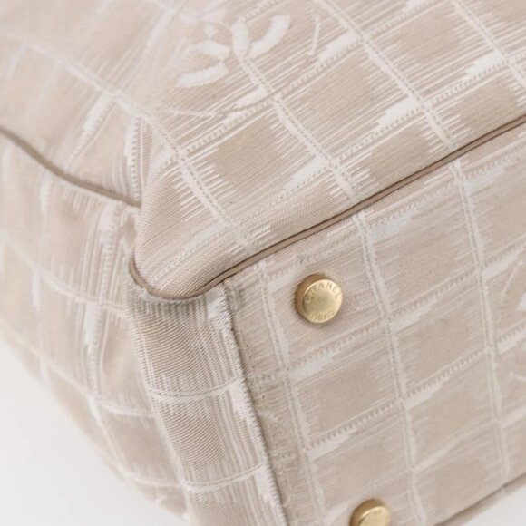 CHANEL New Travel Line Tote Bag Nylon Beige Gold CC - Picture 9 of 16